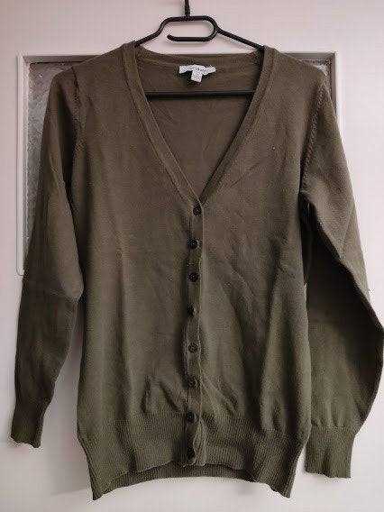 Anni Rolfi khaki kleurig dames cardigan vestje, Maat 38/40 (M), Zo goed als nieuw, Groen, Anni Rolfi
