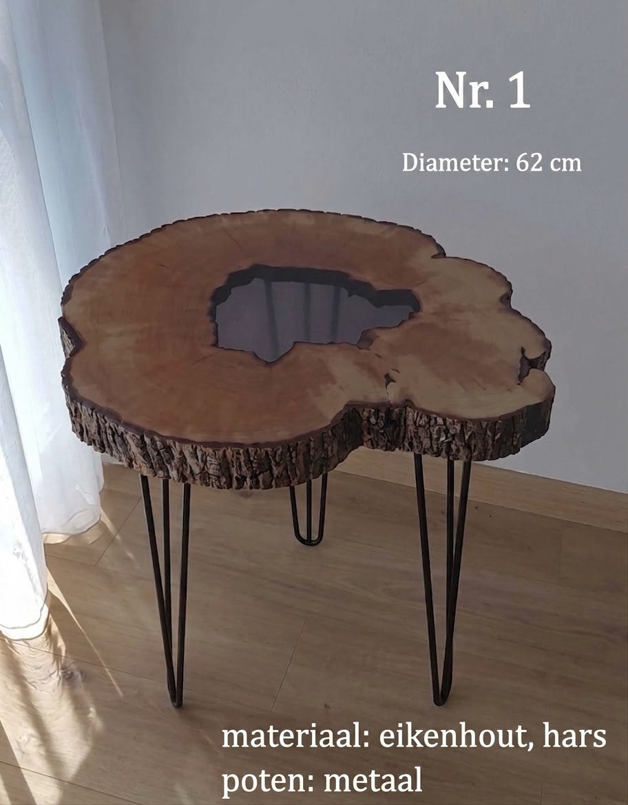 Unieke Handgemaakte Boomstam Salontafels & Bijzettafels, Ophalen, Minder dan 55 cm, Rond, Nieuw