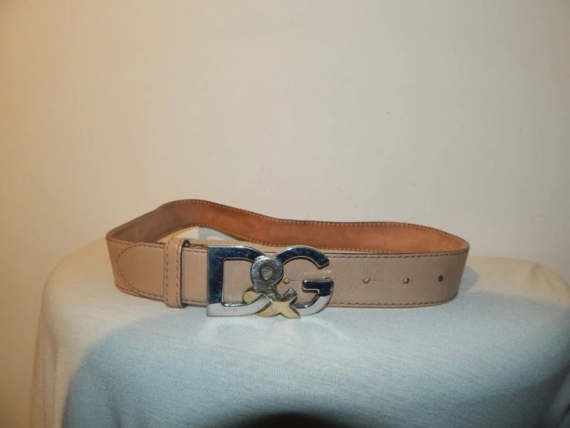 Dolce & Gabbana leren riem merk buckle zilver goud