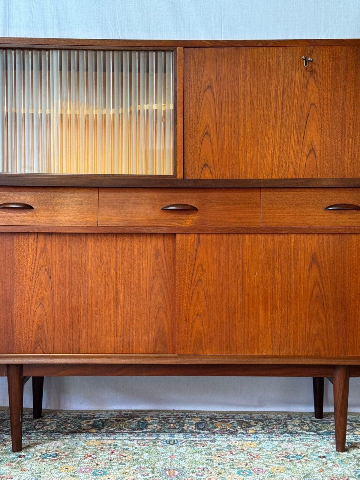 Vintage Teak Sideboard Highboard Retro, Ophalen, Gebruikt, Teakhout, 50 tot 100 cm