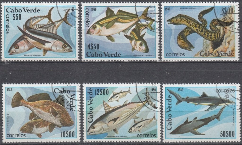 Vissen Kaapverdië serie Michel 419/424 gestempeld, Ophalen of Verzenden, Gestempeld, Dier of Natuur