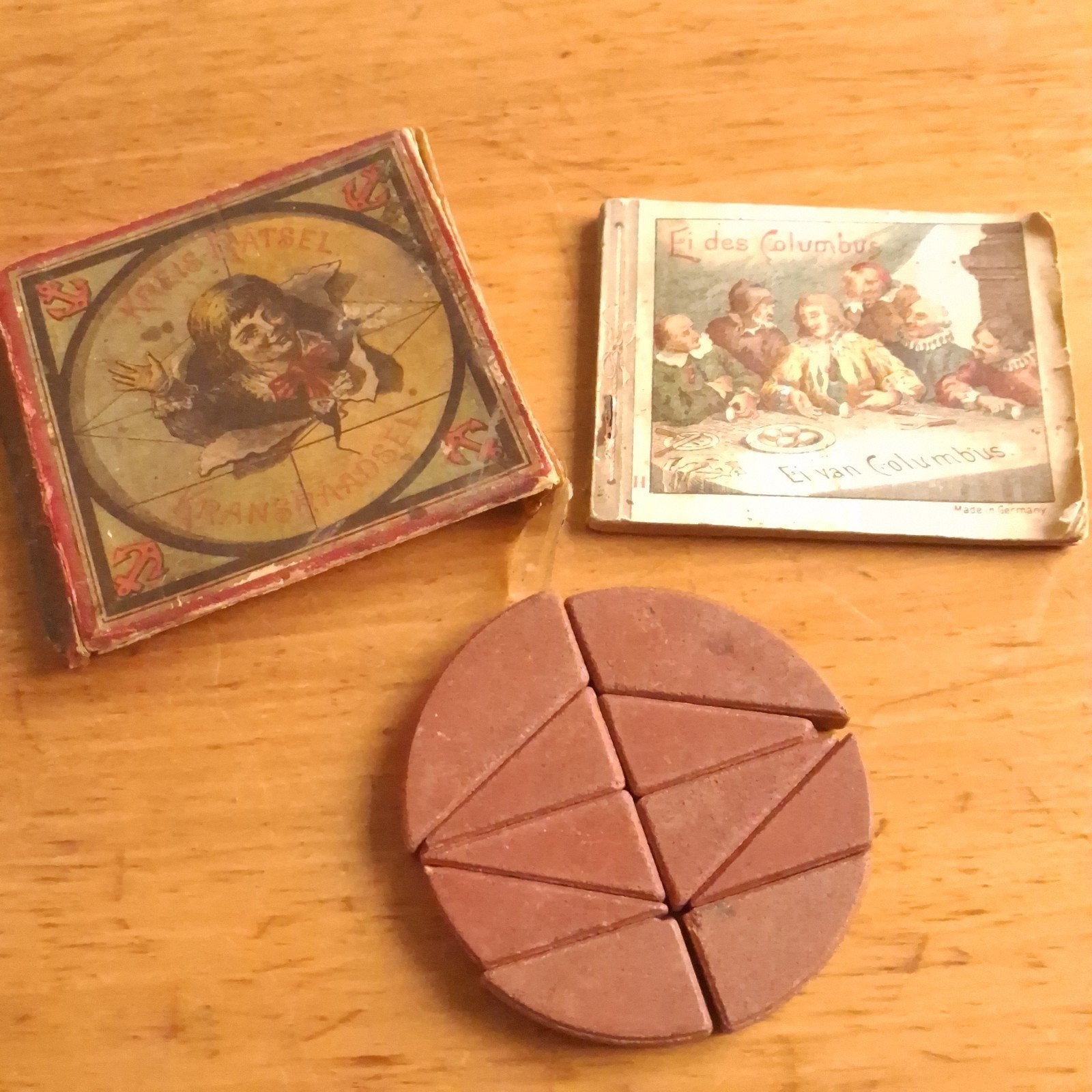 Antiek Tangram Spelletje 1896 Gebakken Klei Terra Cotta, Verzenden, Gebruikt, Poppenhuis