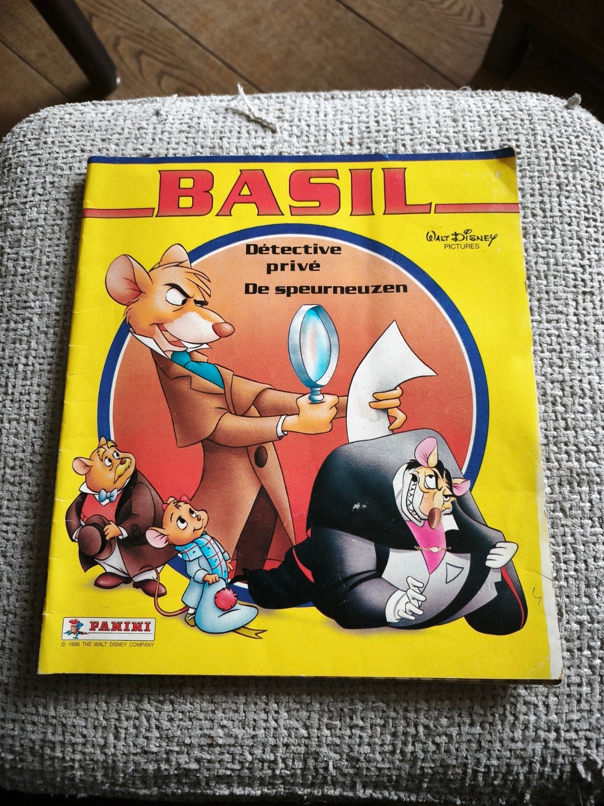 Vintage Panini Basil Detective Privé Plaatjesalbum, Verzamelen, Disney, Gebruikt, Overige typen, Overige figuren, Ophalen of Verzenden