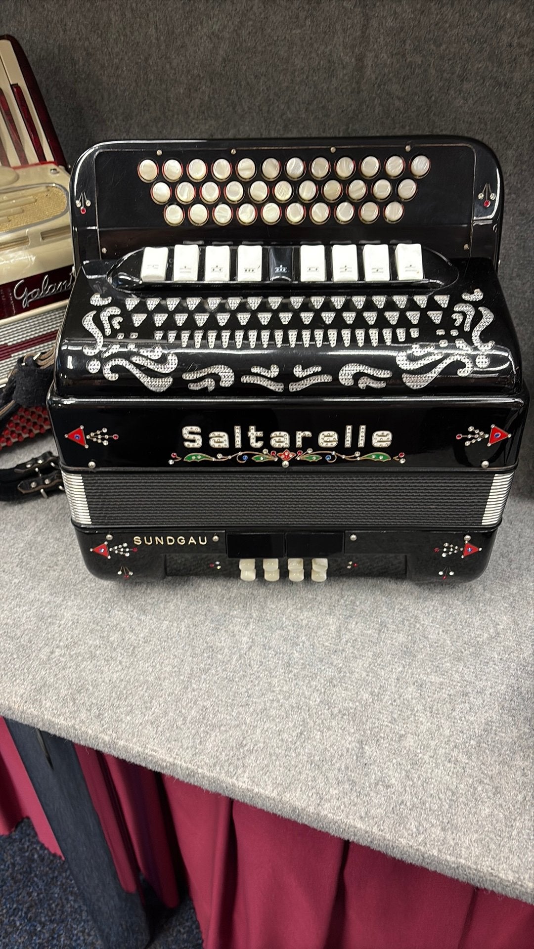 Trekzak saltarelle. Sundgauw 595€, Muziek en Instrumenten, Gebruikt, Overige formaten, Met koffer, Knopaccordeon