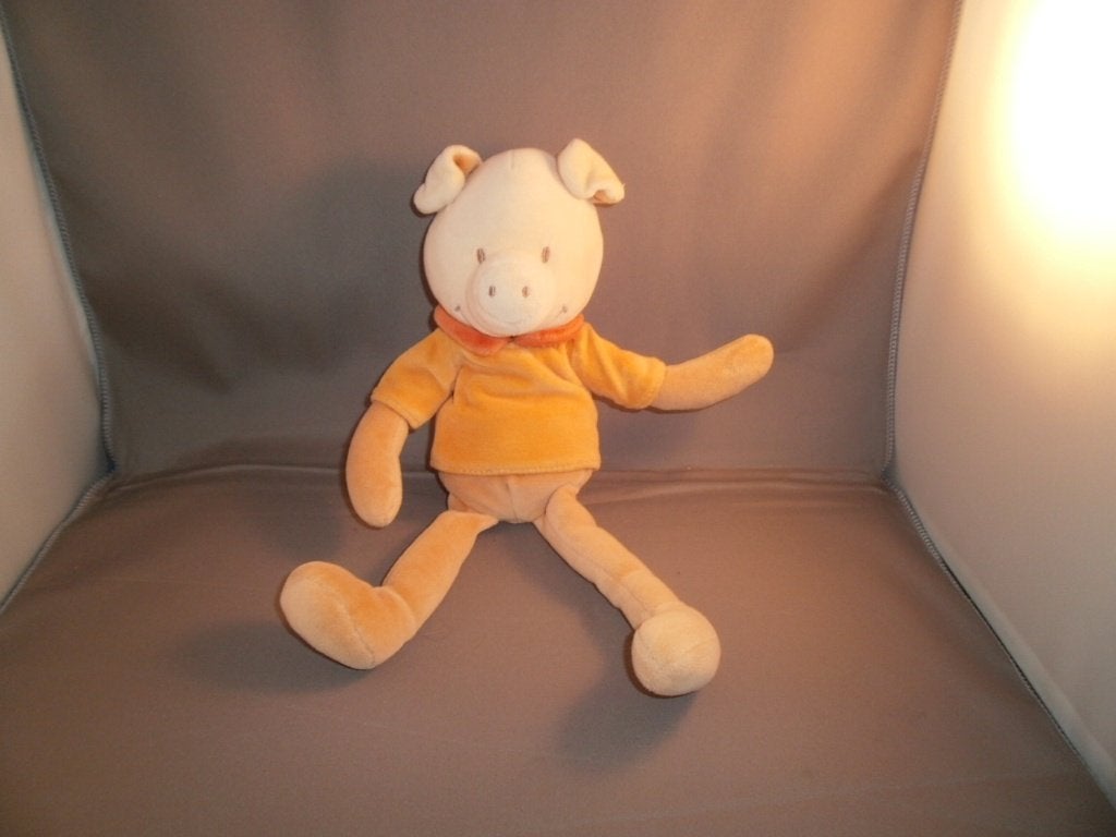 Nicotoy varken oranje crème 28 cm velours Zachte vulling, Oranje, Overige karakters, Overige typen, Ophalen of Verzenden