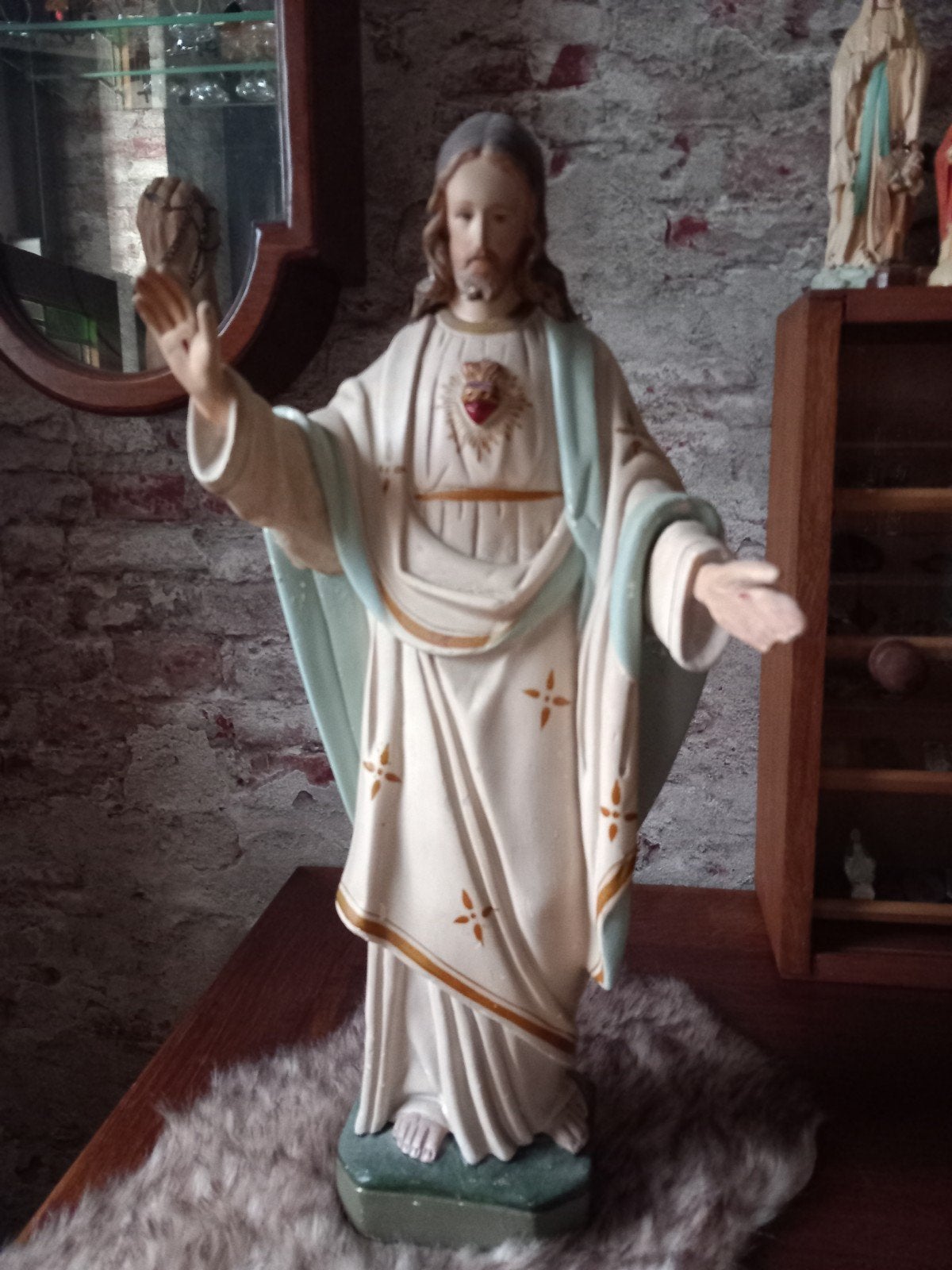 Groot beeld van Jezus met Heilig Hart, Antiek en Kunst, Antiek | Religie, Ophalen of Verzenden