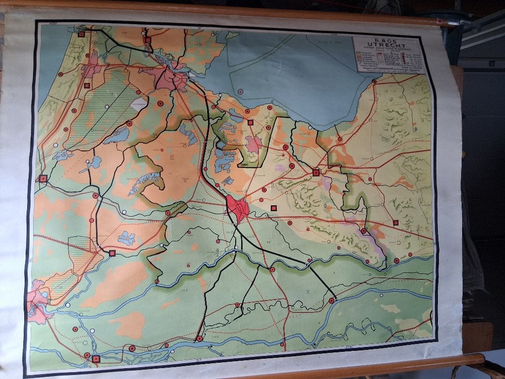 Antieke schoolplaat prov. Utrecht aardrijkskunde *eureka*, Ophalen of Verzenden, Aardrijkskunde