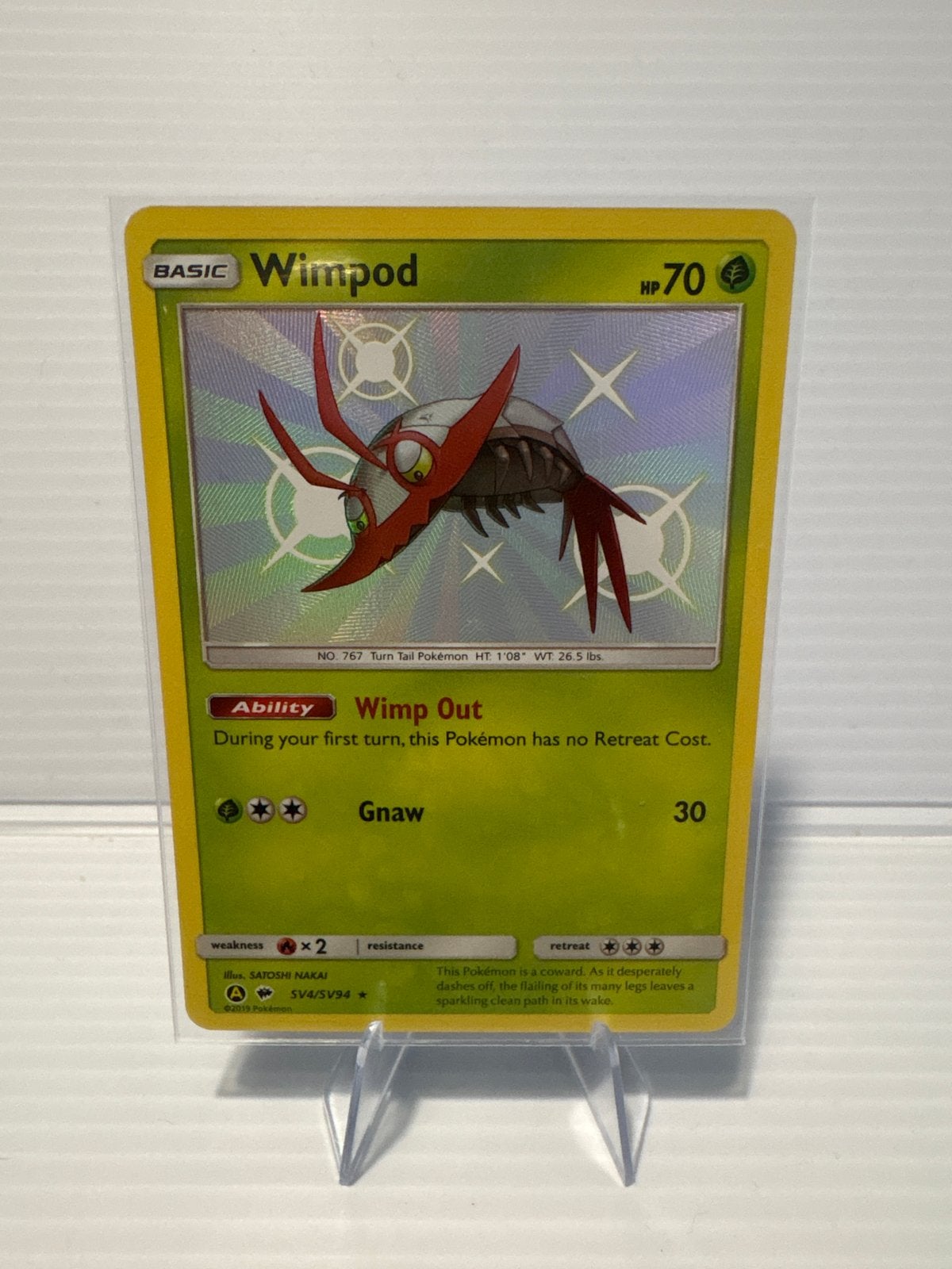 Wimpod SV4/SV94 Hidden Fates Shiny Vault NM Pokémon Kaart, Ophalen of Verzenden, Zo goed als nieuw, Losse kaart, Foil