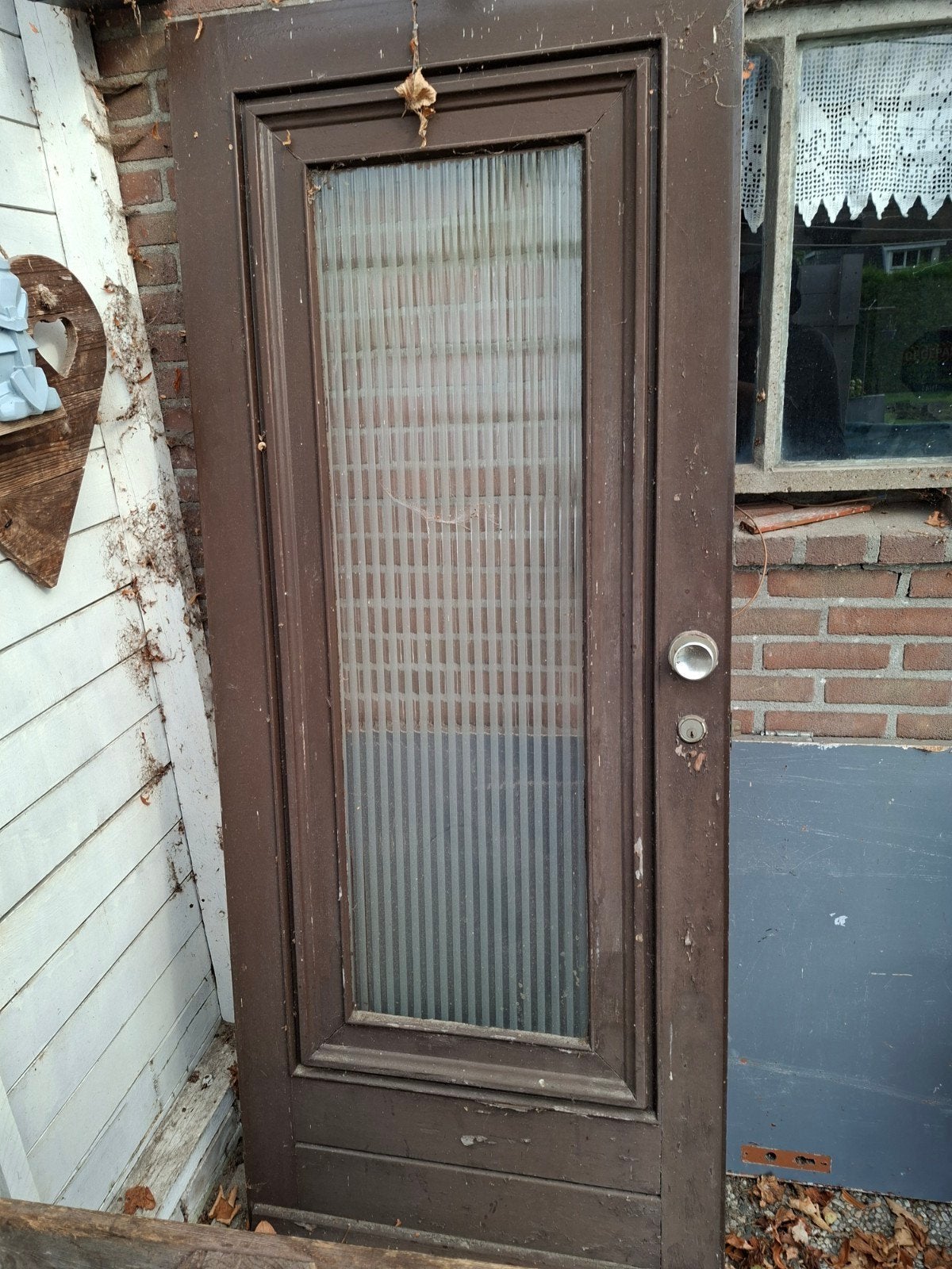 voordeur hardhout met glas, Ophalen, Gebruikt, 200 tot 215 cm, Glas