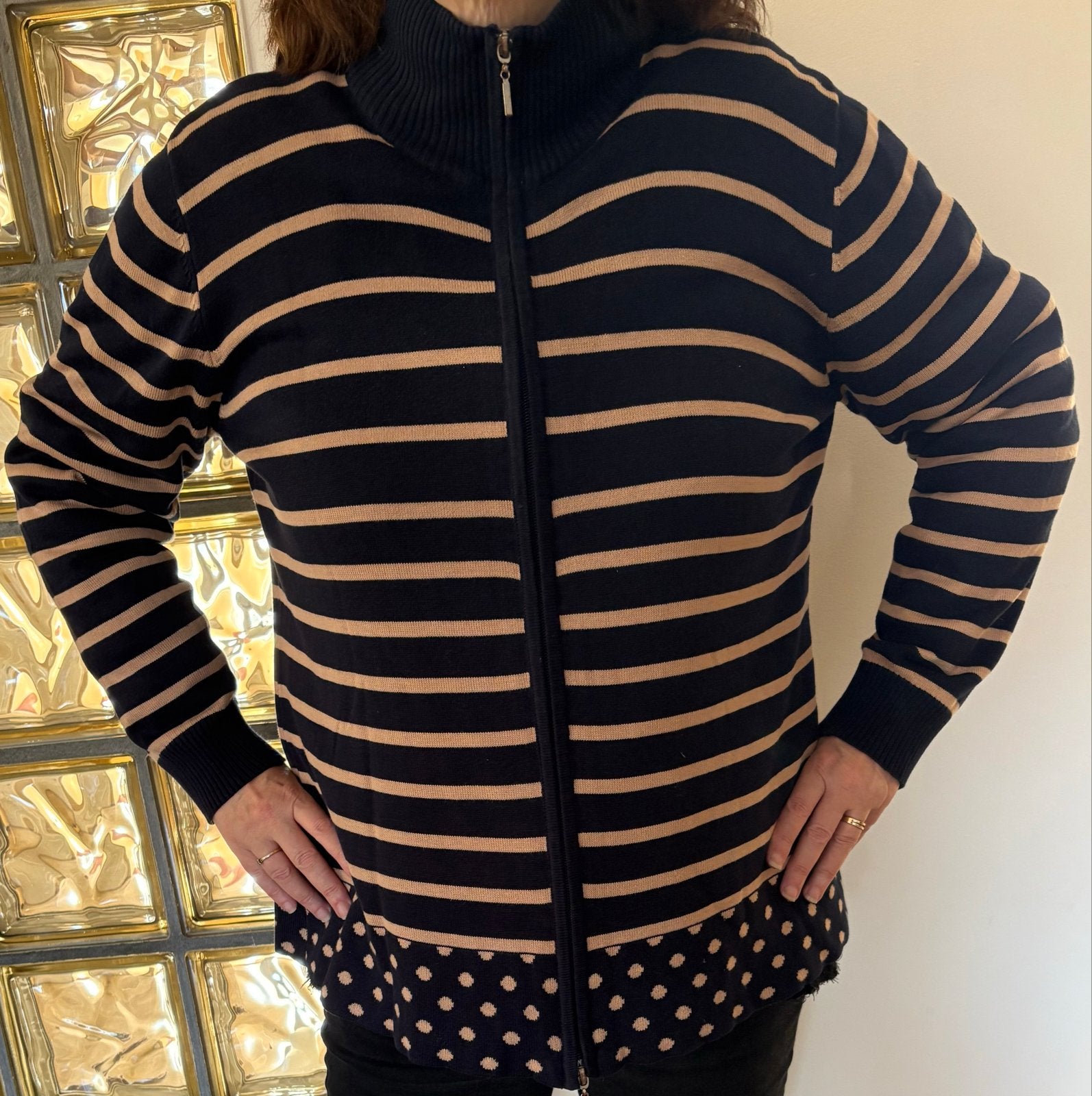 Marco Pecci gestreept vest met stippen, maat 48, Ophalen of Verzenden, Zo goed als nieuw, Maat 46/48 (XL) of groter, Bruin