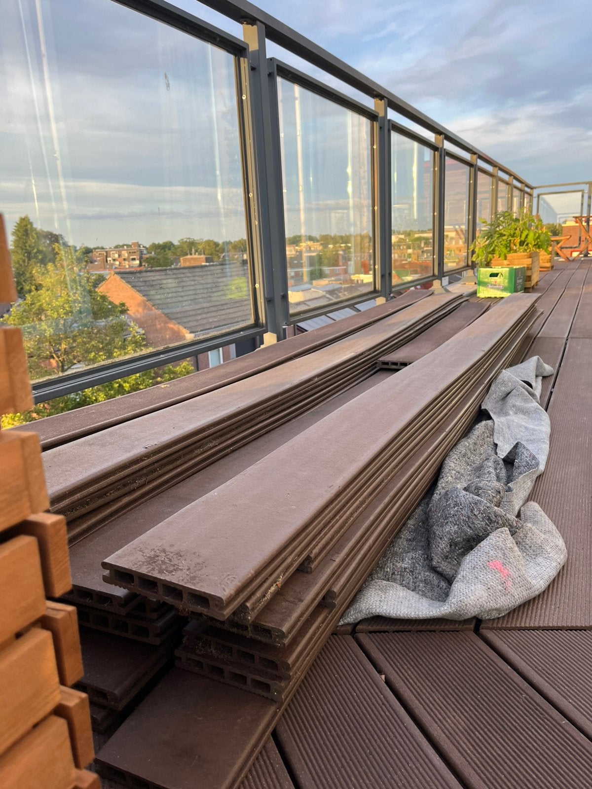 Composiet vlonderplanken bruin inclusief montage clips 17m2, Tuin en Terras, Terrasdelen en Vlonders, Ophalen, Gebruikt, Composiet