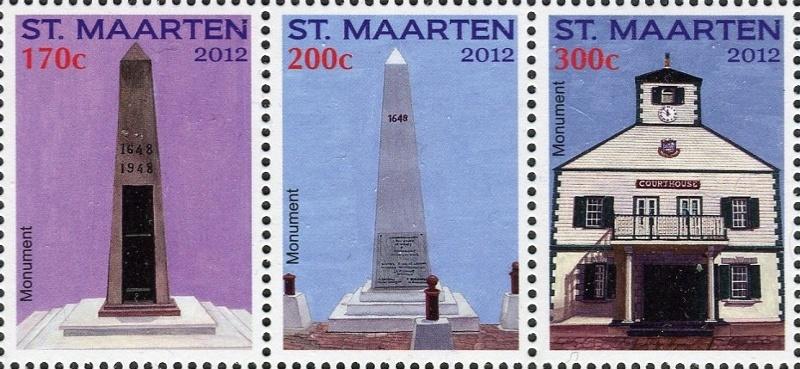 St Maarten 79/81 postfris Monumenten 2012, Postzegels en Munten, Postzegels | Nederlandse Antillen en Aruba, Ophalen of Verzenden