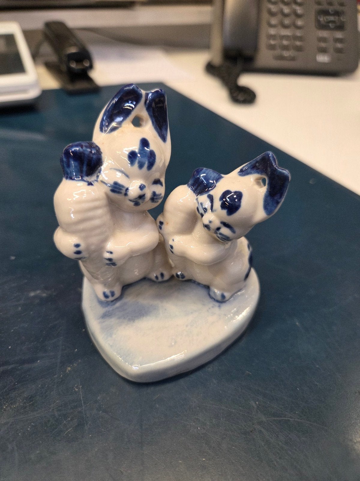 Delfts Blauw Katjes Beeldje - Nieuw, Ophalen of Verzenden, Nieuw, Blauw, Steen/keramiek