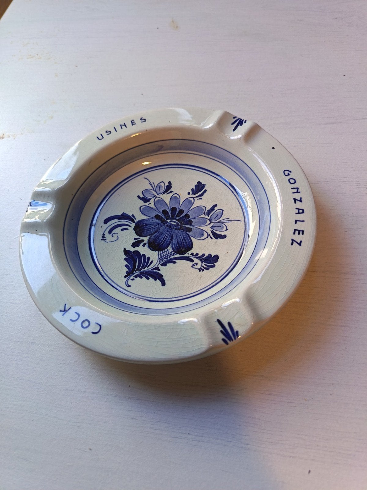 Vintage Delfts Blauw Asbak met Bloemmotief, Antiek en Kunst, Ophalen of Verzenden