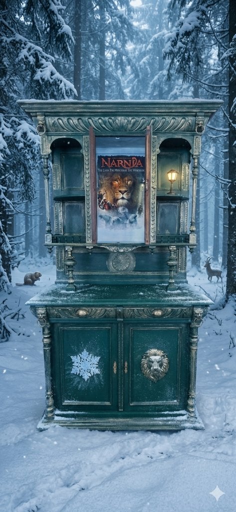 Gerestaureerde Mechelse buffetkast in Narnia thema, 200 cm of meer, Eikenhout, Ophalen of Verzenden, Zo goed als nieuw