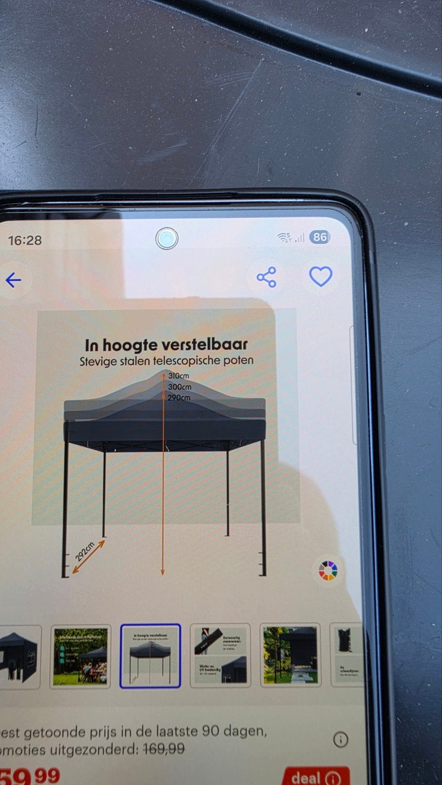 partytent/paviljoen, Ophalen, Nieuw, Minder dan 5 meter