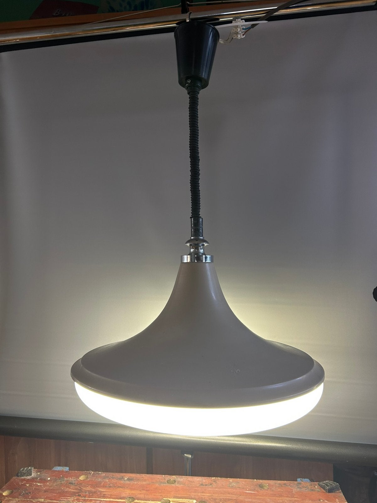 Space Age Pendellamp ||| Hanglamp ||| UFO, Ophalen of Verzenden, Gebruikt, Glas, Retro Vintage UFO Danish Design