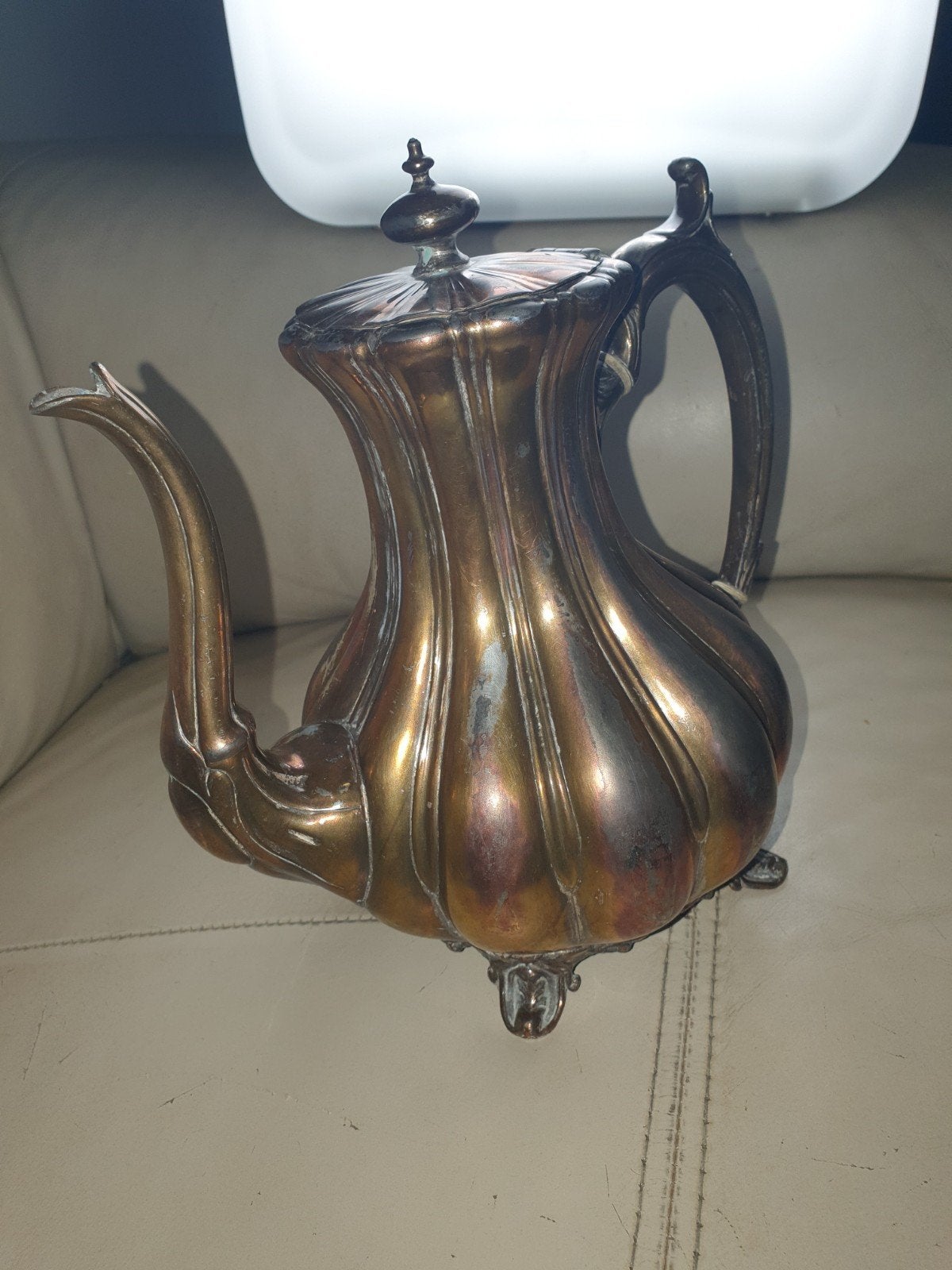 Antieke Verzilverde Koffie- of Theepot Shaw & Fisher, Ophalen, Zilver