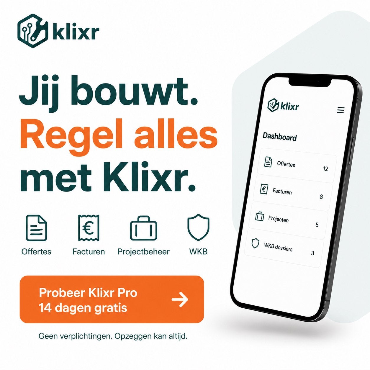 Klixr! Regel alles met klixr - offerte, facturen, wkb, Telecommunicatie, Mobiele telefoons | Apple iPhone, Ophalen of Verzenden