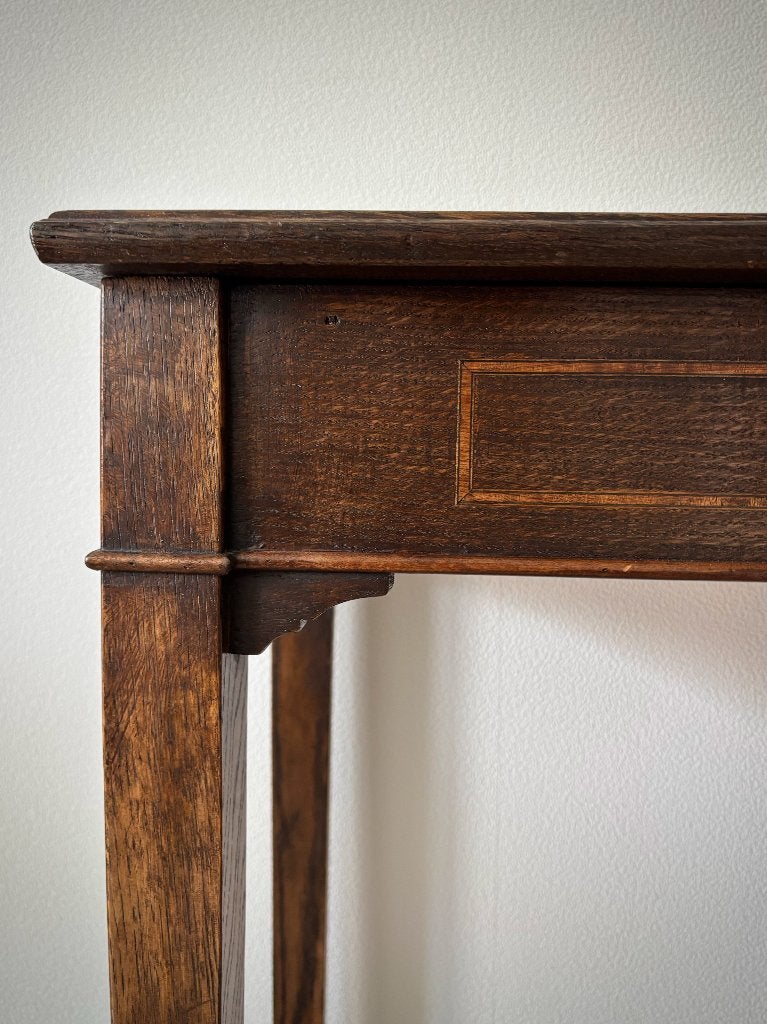 Karaktervolle Haagse massief houten wandtafel, Ophalen, Gebruikt, 100 tot 150 cm, Eikenhout