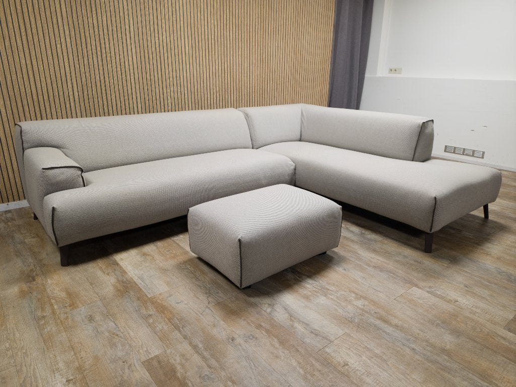 Zeer Mooie Grote Beige LEOLUX OSCAR Hoekbank met Poef, Huis en Inrichting, Info@banxtel.nl, Hoekbank, Hoekbank, Ophalen of Verzenden