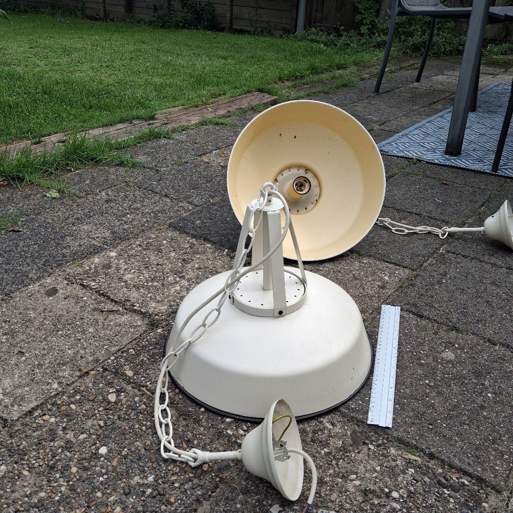 2x HKliving Factory M hanglamp wit - industrieel, Huis en Inrichting, Ophalen, Gebruikt, Metaal, E27 (groot)