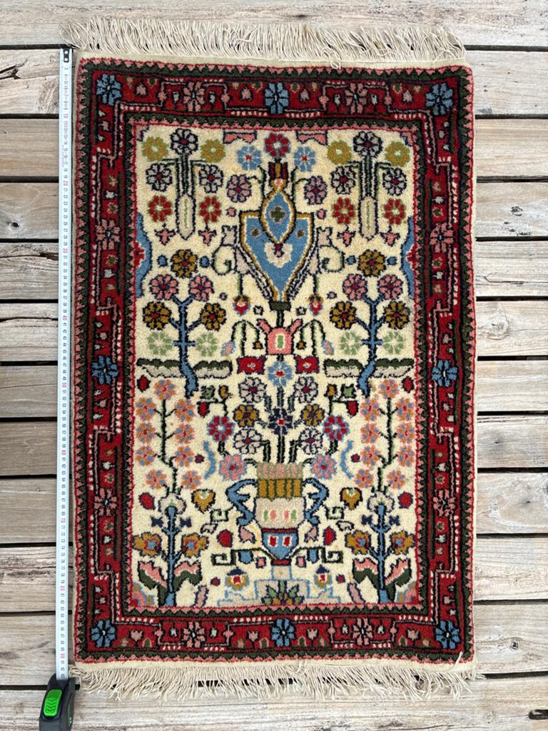 Handgeknoopt Oosters Tapijt – India – 60x90 cm – Vintage, 50 tot 100 cm, Overige kleuren, Persisch oost indisch, Zo goed als nieuw