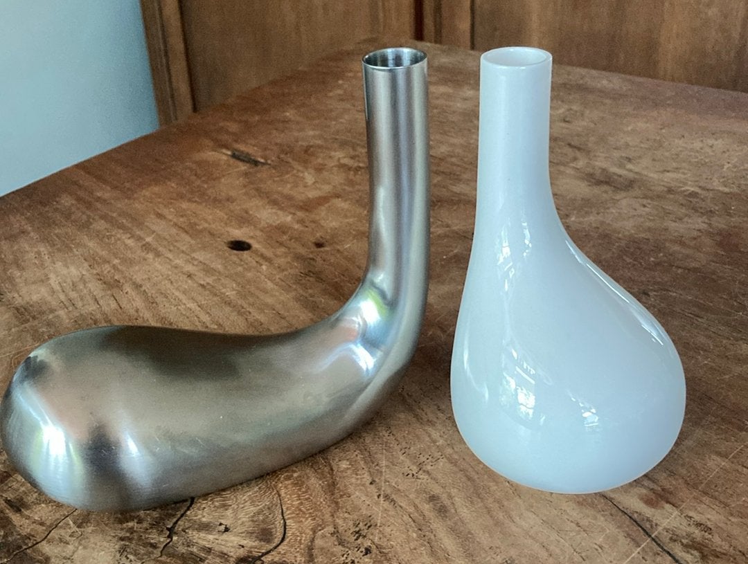 Set vazen kandelaars V&B rvs porselein Villeroy & Boch, Ophalen of Verzenden, Zo goed als nieuw