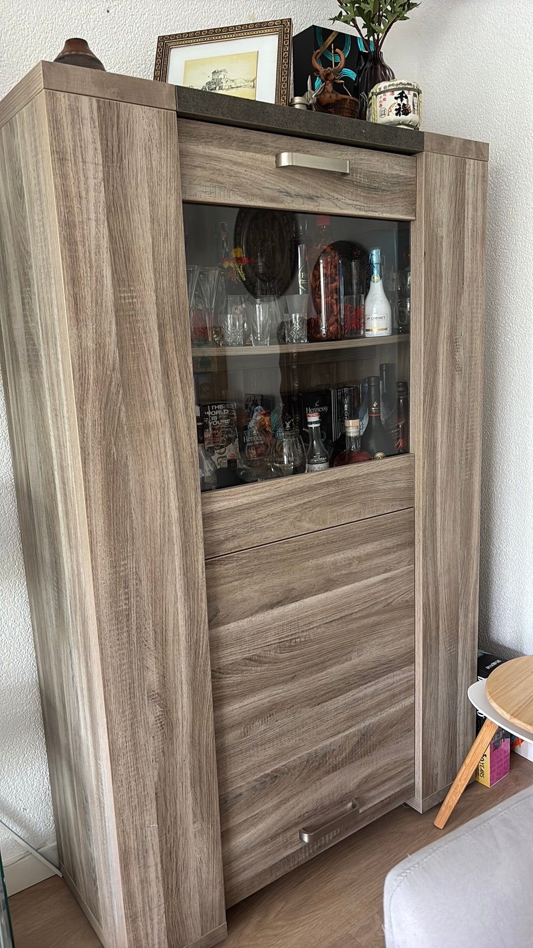 TV kast en vitrine kast, Ophalen, 150 tot 200 cm, Zo goed als nieuw, Minder dan 100 cm