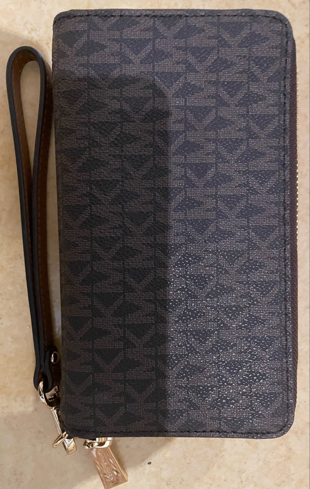Michael Kors Portemonnee - Donkerbruin met logo👛, Ophalen, Gebruikt, Bruin, Overige merken
