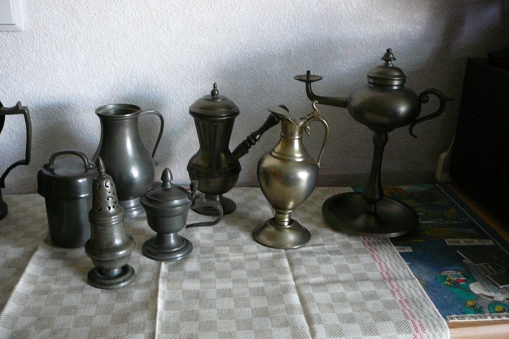 7 tinnen gebruiksvoorwerpen Snotneus/kannetjes etc. 100 euro, Ophalen of Verzenden