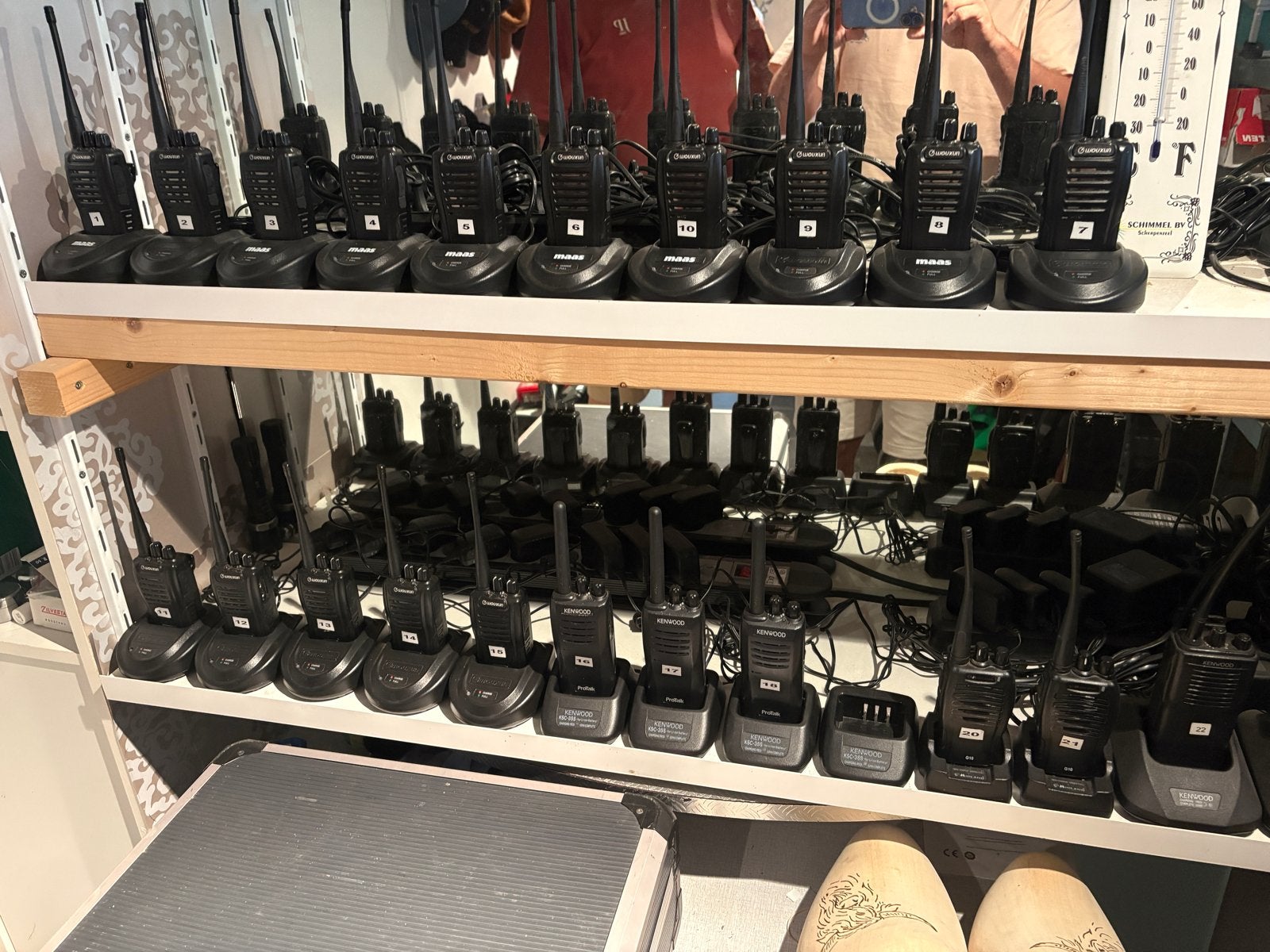 24 Portofoons met diverse accessoires. alles in 1 koop!!, Ophalen, Gebruikt, 5 tot 15 km, Portofoon of Walkie-talkie