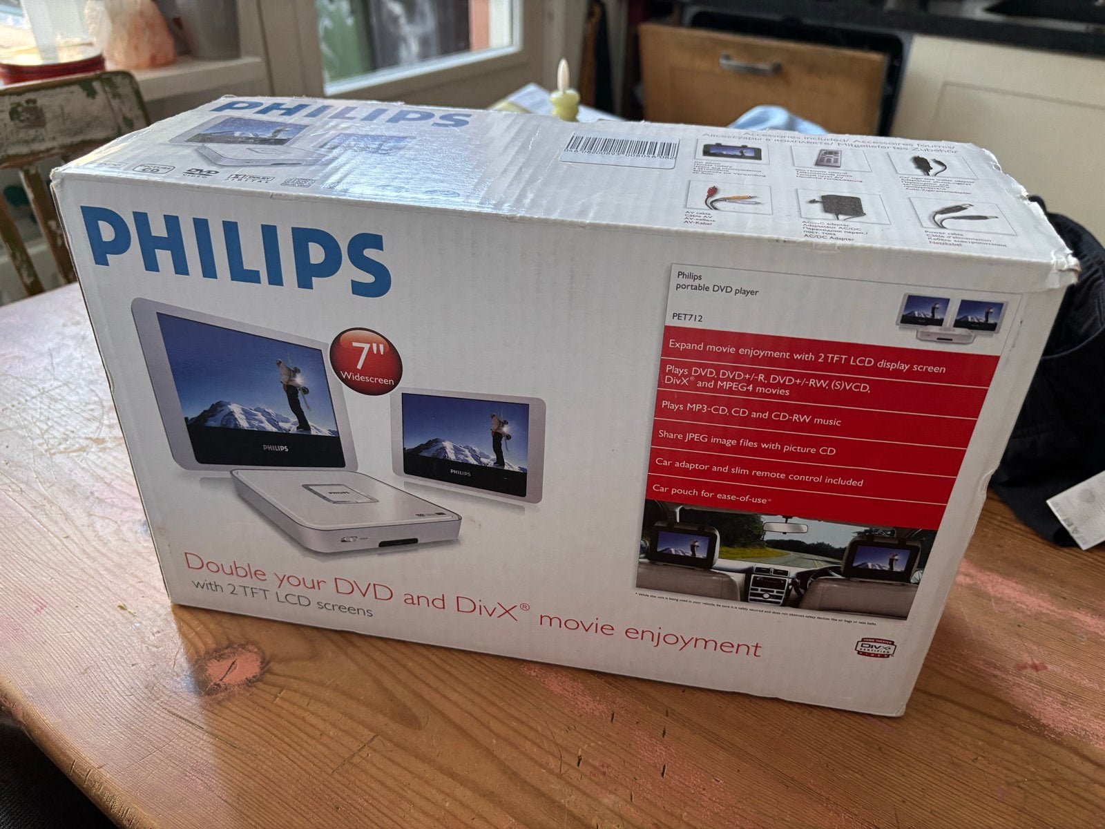 Philips Draagbare DVD-speler met 2 schermen - voor de auto, Philips, Draagbaar, Zo goed als nieuw, Ophalen