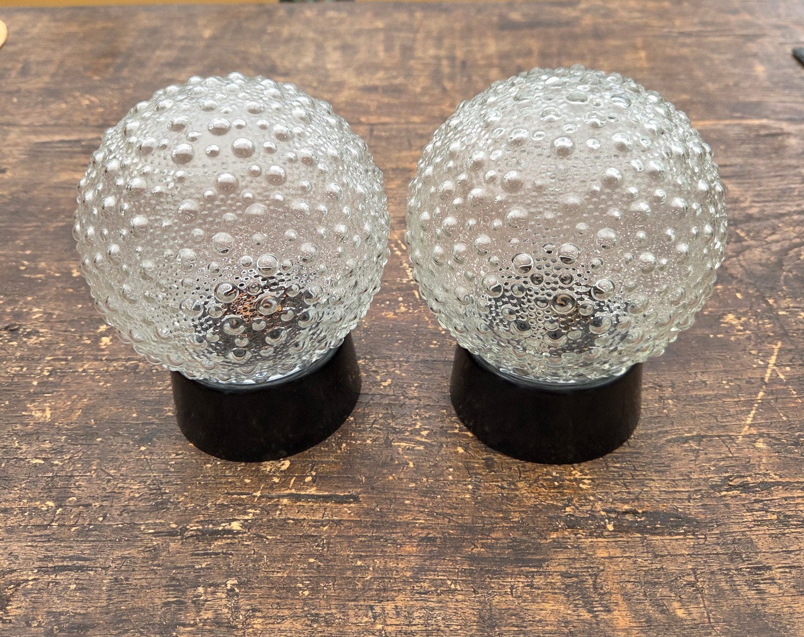 2 Vintage Niko Space Age Wand-/Plafonnières – Bubbelglas, Glas, Plafondlamp, Mid-century modern, E27 (groot)