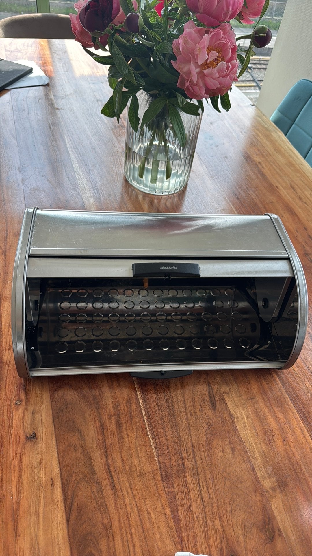 Brabantia broodtrommel met schuifdeksel, Ophalen, Zilver, Zo goed als nieuw, Metaal