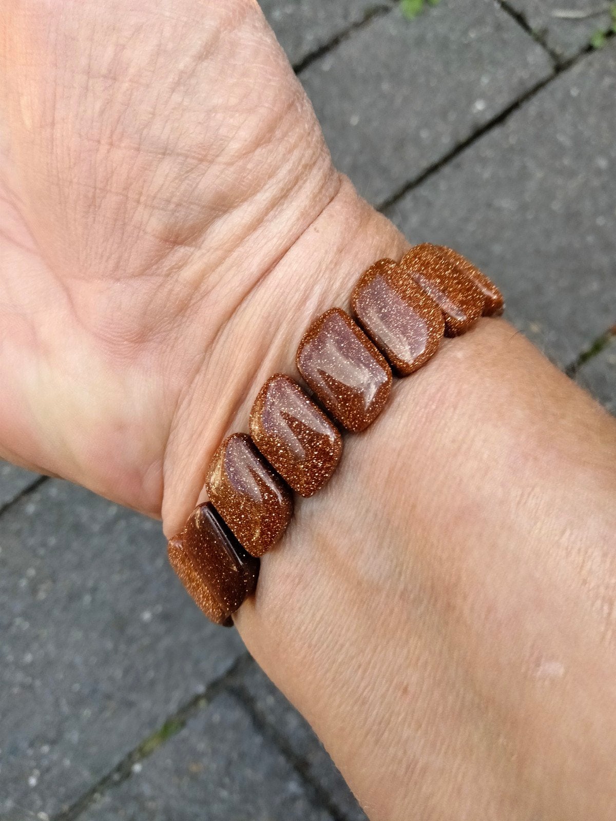 goudsteen armband, Verzenden, Nieuw, Oranje, Elastiek