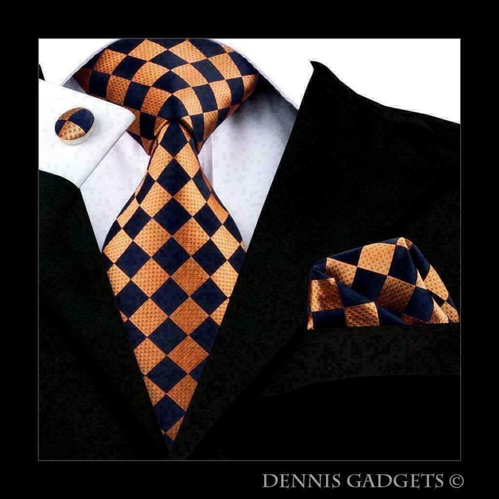 Dennis Gadgets: 100 % zijden stropdas ( 3 delig !! ) DG 1563, Ophalen of Verzenden, Nieuw, Oranje, Met patroon