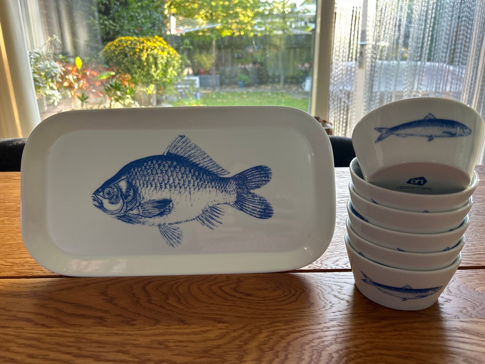Delfts Blauw visservies Albert Heijn - Zo goed als nieuw, Huis en Inrichting, Keramiek, Ophalen of Verzenden, Zo goed als nieuw
