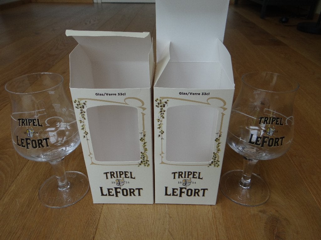 Tripel Le Fort bierglazen 2 stuks nieuw in doos, Verzamelen, Ophalen of Verzenden, Nieuw, Glas of Glazen, Overige merken