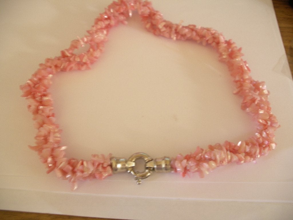 Een mooier Oude Roze Parelmoer Split ketting, Verzenden, Overige materialen, Ketting