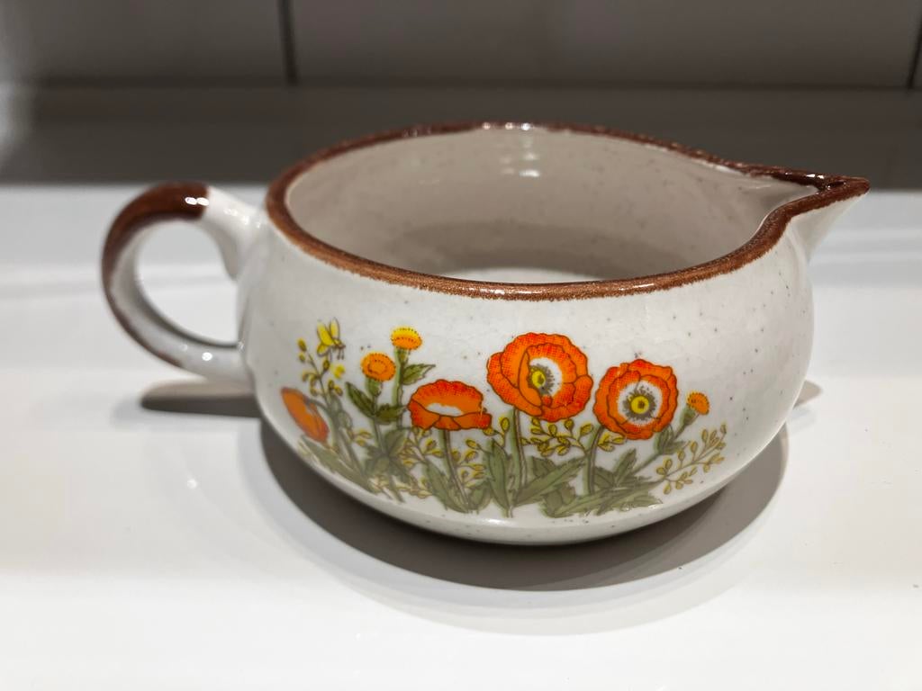 Vintage Wildflower kannetje - Rood/oranje klaproos jaren '70, Ophalen of Verzenden