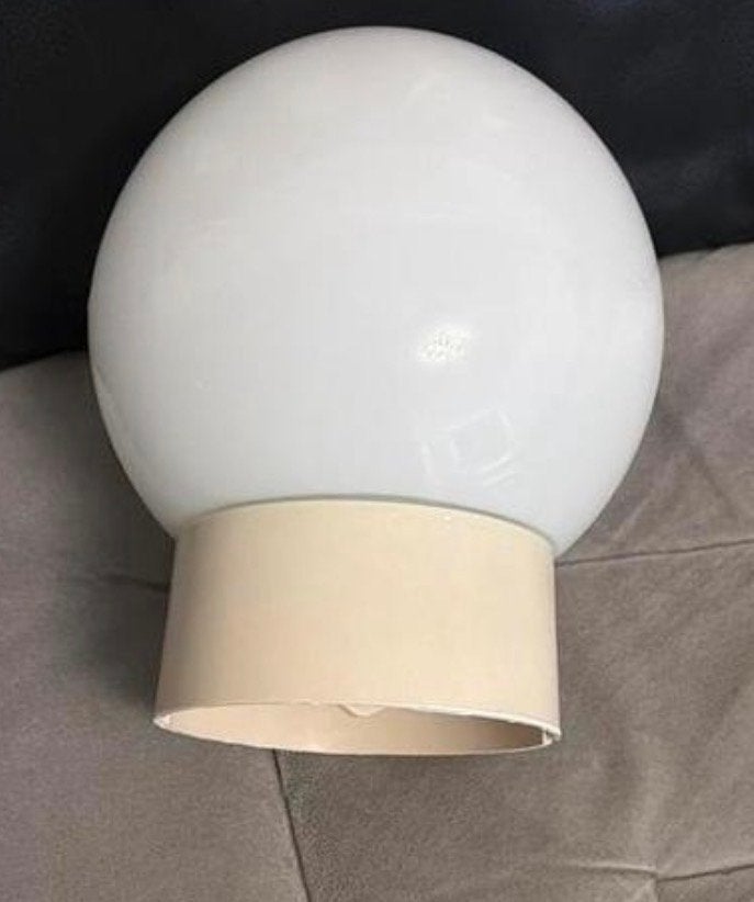 Vintage bolvormige lamp - wit glas, Wit, Overige merken, Gebruikt, Glas