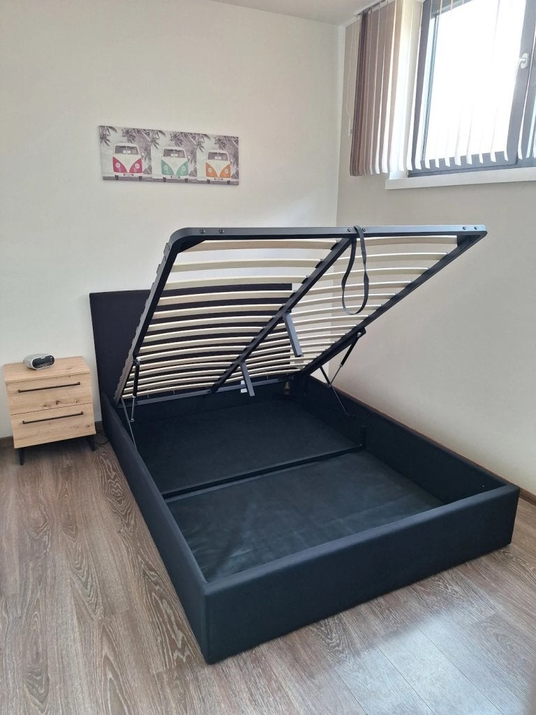 Qina opbergbed 2-persoons - Zwart, Huis en Inrichting, Niet ingevuld, Niet ingevuld, Niet ingevuld