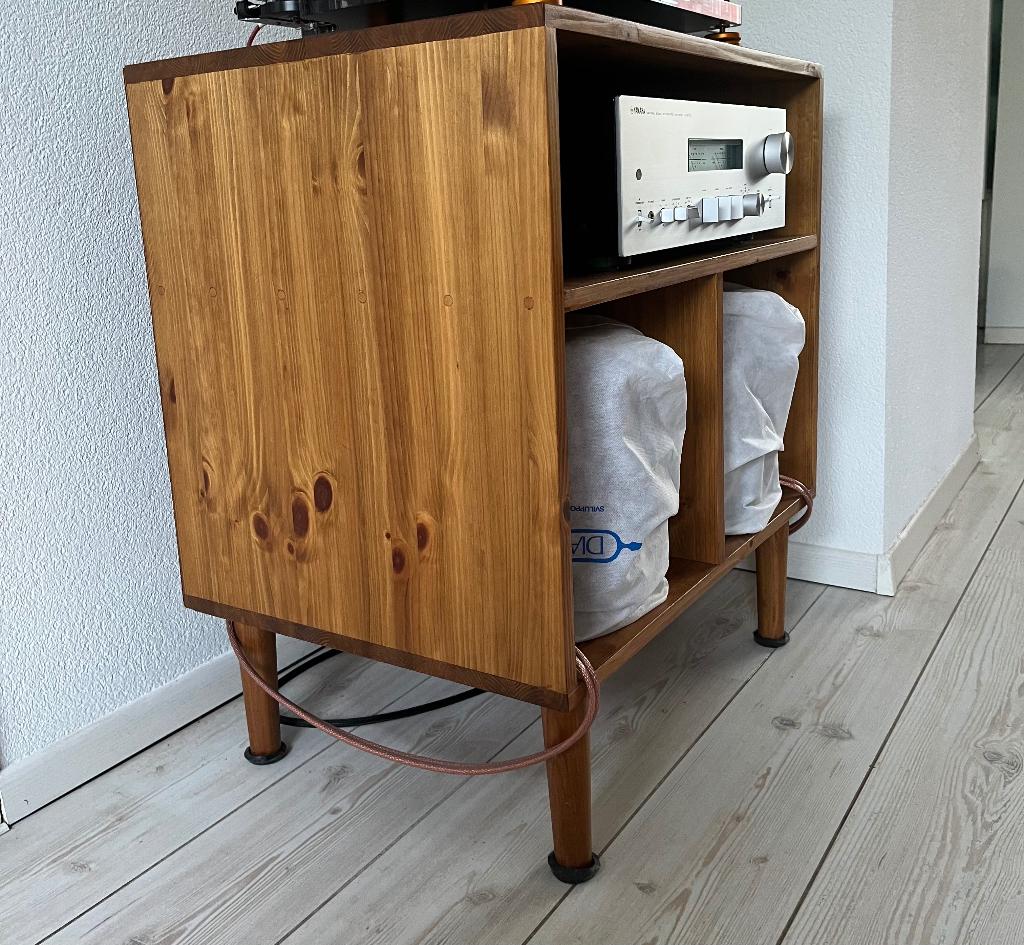 Custom retro Platenspeler tafel - Turntable table, Huis en Inrichting, Tafels | Bijzettafels, Ophalen, Retro, mid centrury, 55 tot 75 cm