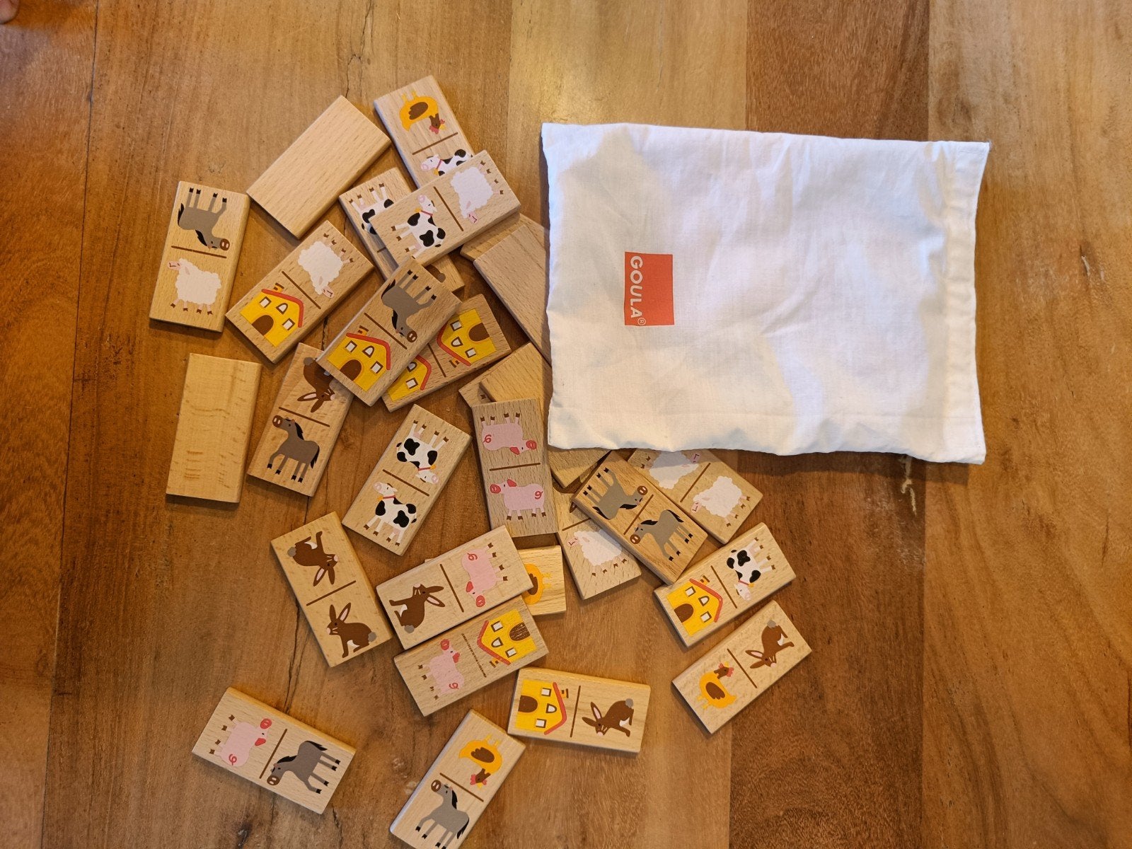 Grote Opruiming! Houten Boerderij Domino Spel voor Kinderen, Ophalen of Verzenden, Zo goed als nieuw, Puzzelen