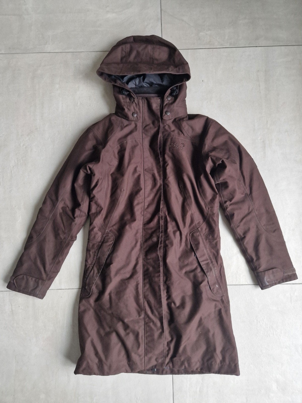 Jack Wolfskin, 3 in 1, winterjas Ottawa, mt xs, Bruin, Ophalen of Verzenden, Zo goed als nieuw, Jack Wolfskin