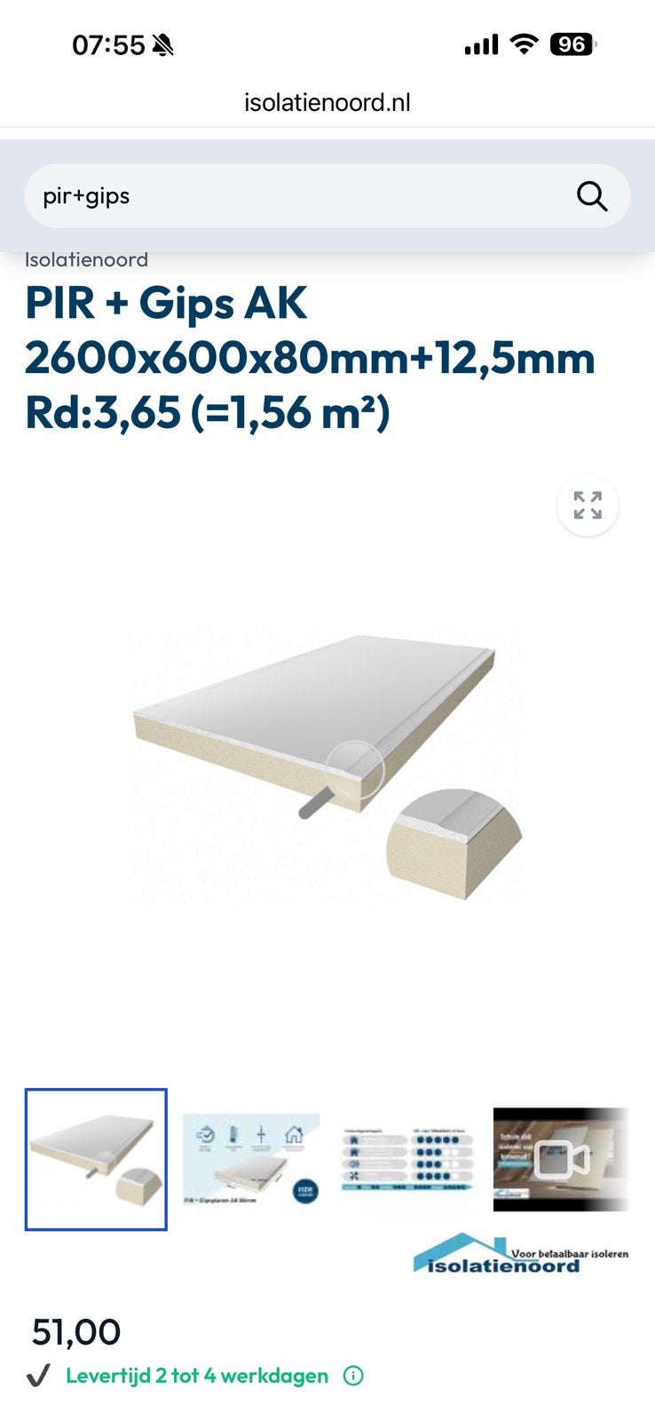 PIR+gips 2600x600, Ophalen, Nieuw, Hardschuim (Pir), 15 m² of meer