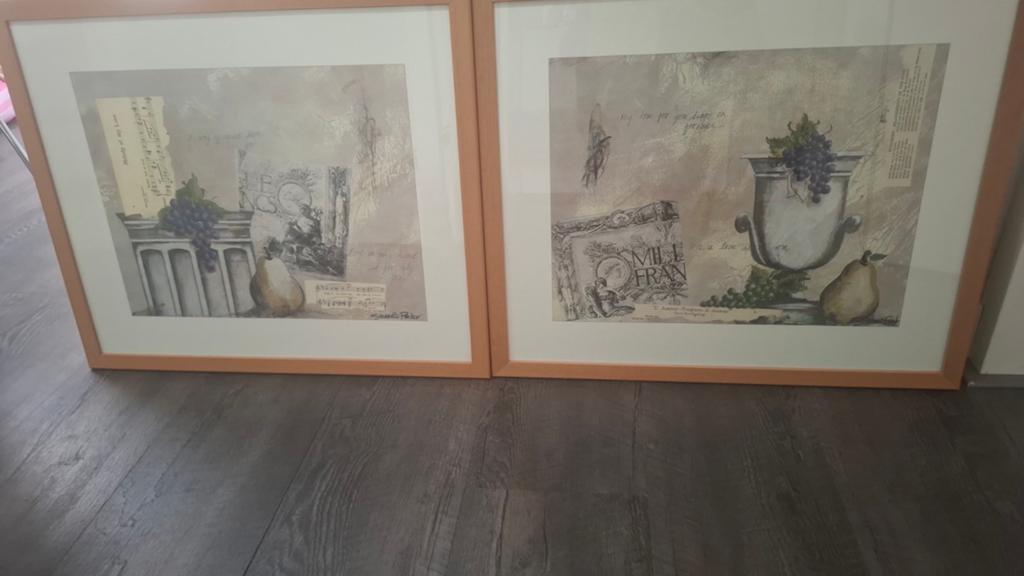 2x tekening/ schilderij met houtenlijst., Huis en Inrichting, Woonaccessoires | Schilderijen, Tekeningen en Foto's, Ophalen, Minder dan 50 cm