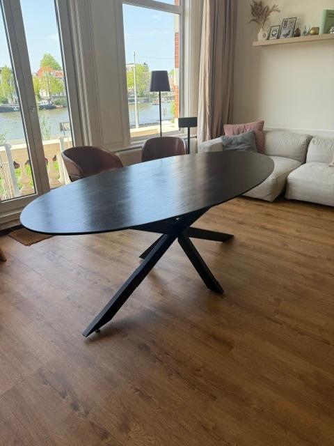 Eettafel - Oslo Black Oval eettafel, Ophalen, 200 cm of meer, 50 tot 100 cm, Zo goed als nieuw