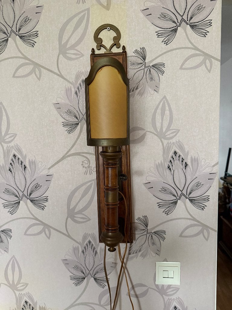 vintage wandlamp, Ophalen, Wandlamp, Hout, Gebruikt